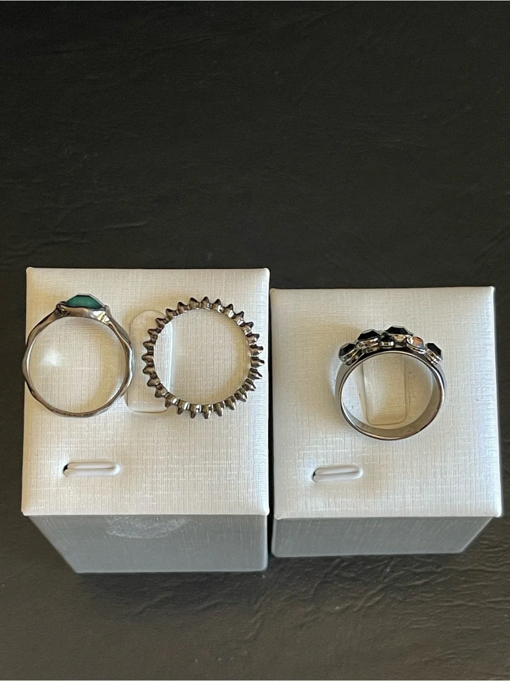 3 Black silver tone  Stackable Ring Set.